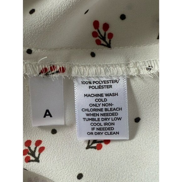 Loft White Floral Collared Long Sleeve Button Up Lightweight Blouse Women's Sz M - Picture 7 of 10